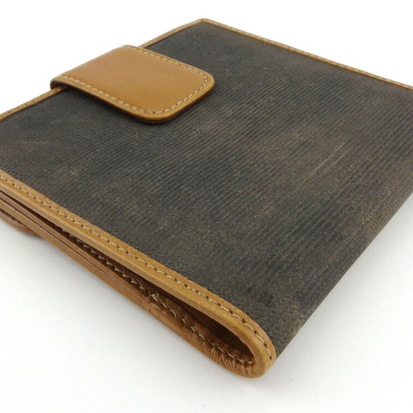 Authentic FENDI W hook purse pecan beige PVC �~ leather Auth used - Picture 3 of 9